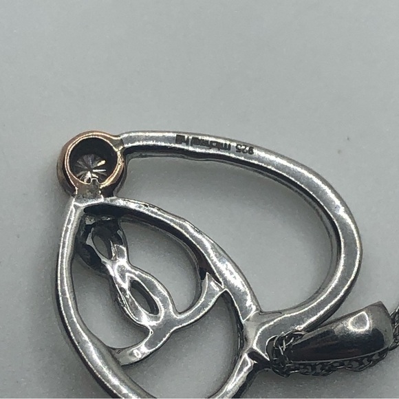 Sterling 10k Rose Gold & Diamond Heart Hearts Infinity Necklace 19” + .9” - Picture 3 of 6